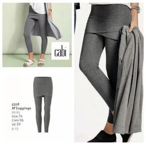 CAbi 5318 M'Leggings Crisscross Skirt Legging Pant Gray Cotton Spandex SZ S